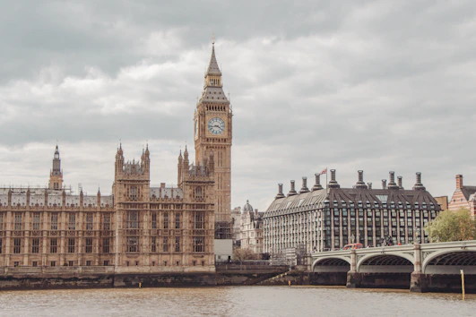 the big ben clock tower towering over the city of london