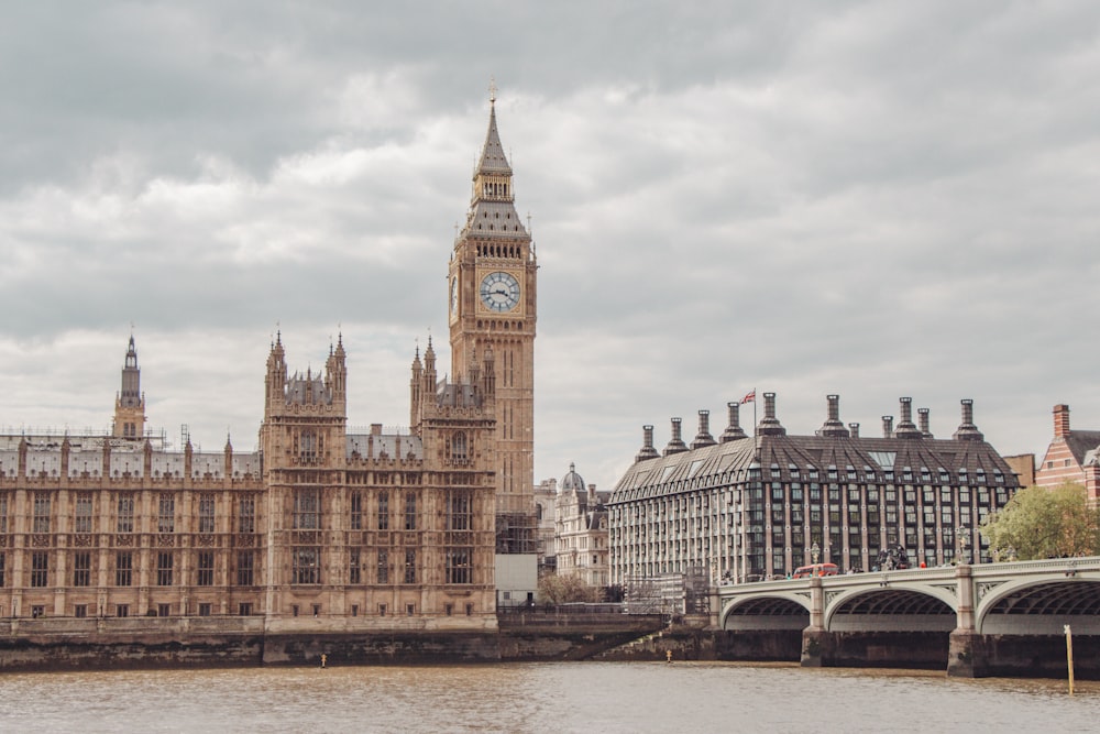 the big ben clock tower towering over the city of london