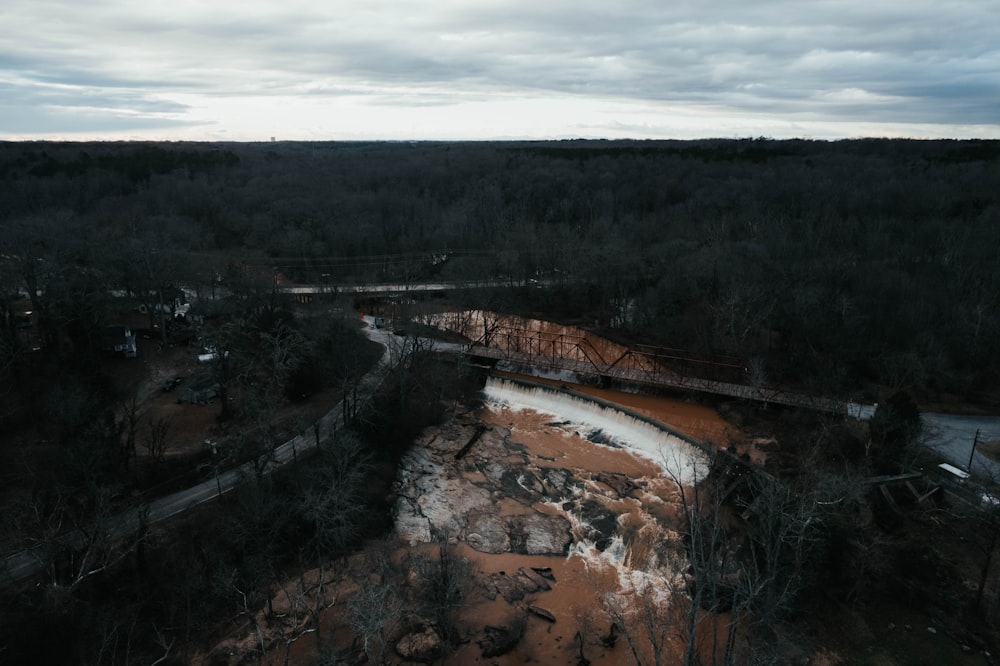 a river running through a forest filled with trees