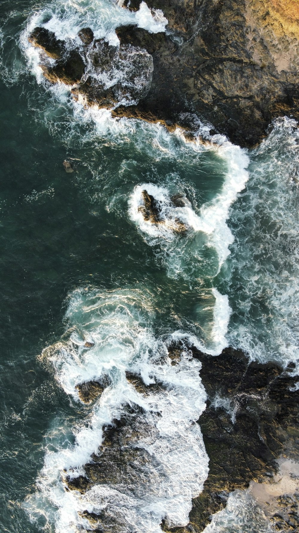 an aerial view of a body of water