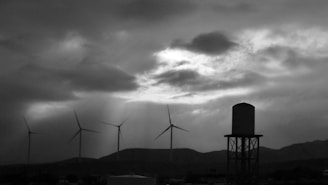 A vibrant image of renewable energy sources like wind turbines and solar panels.