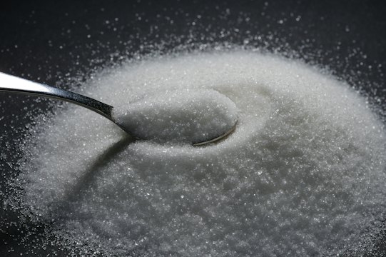 White refined sugar crystals