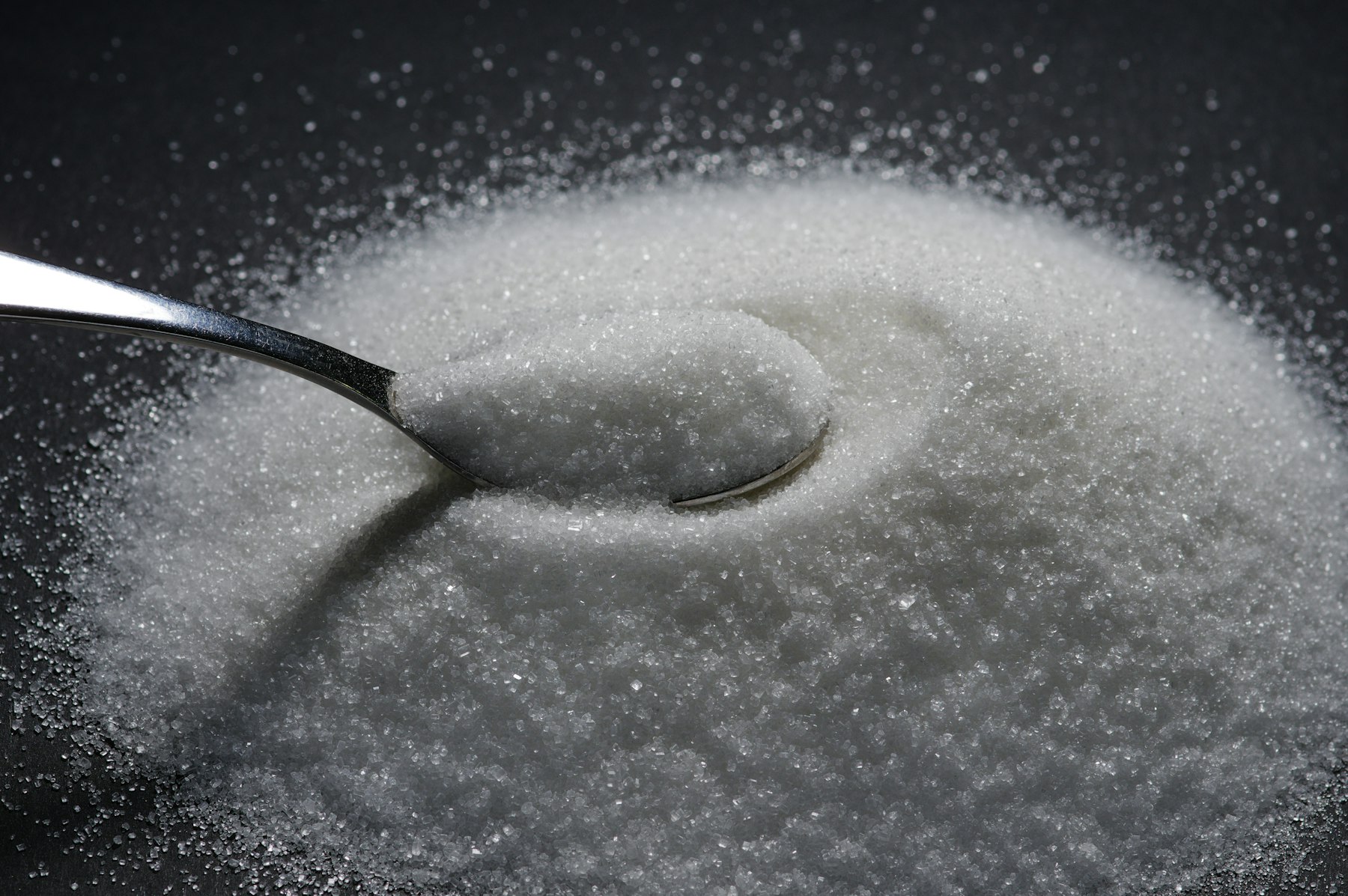 White refined sugar crystals