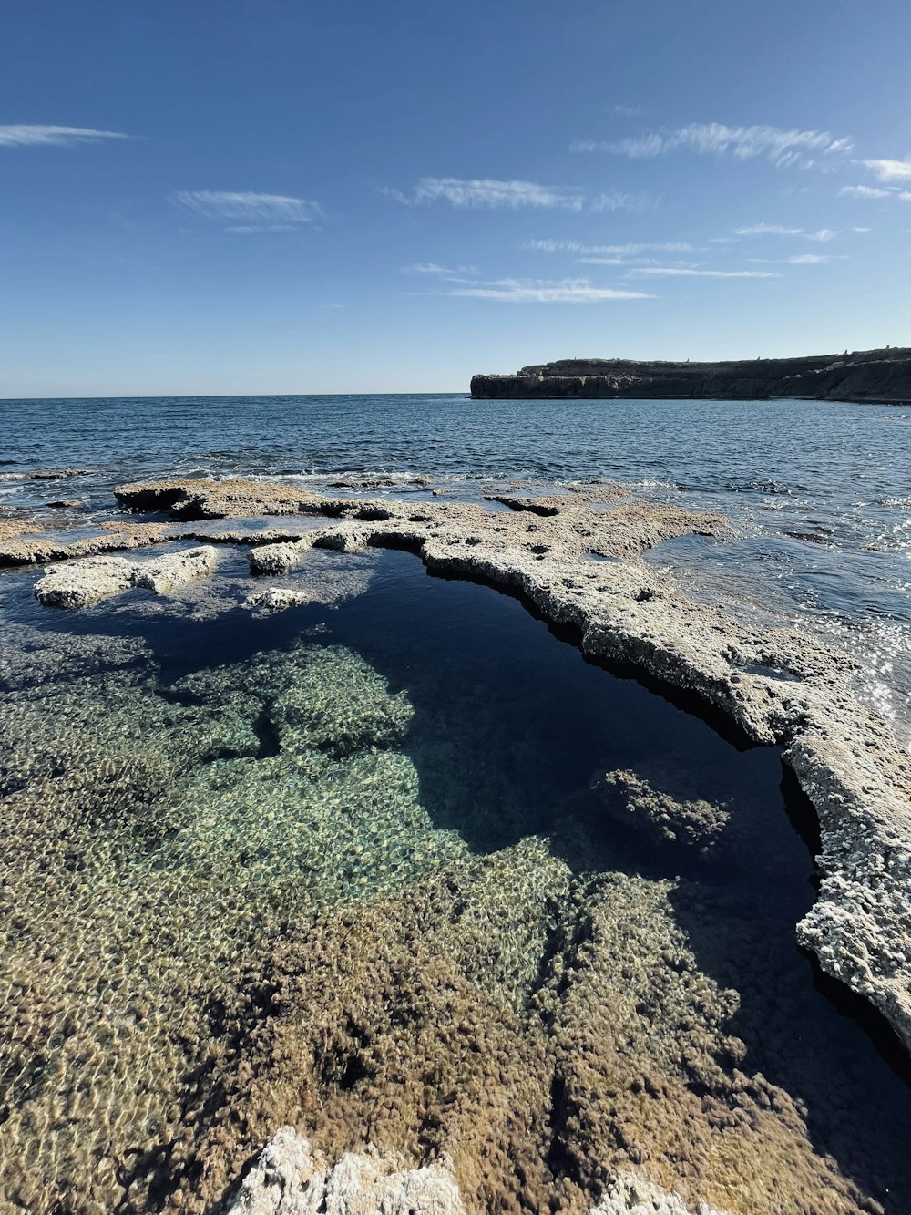 a large body of water surrounded by rocks