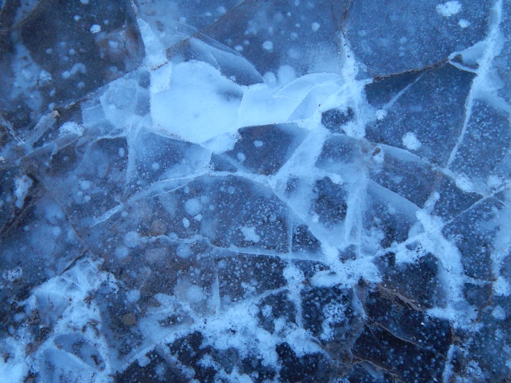 a close up of ice and snow on the ground