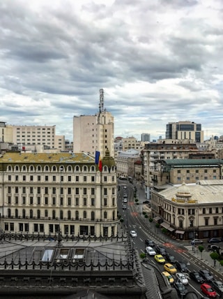 a view of a city from a tall building