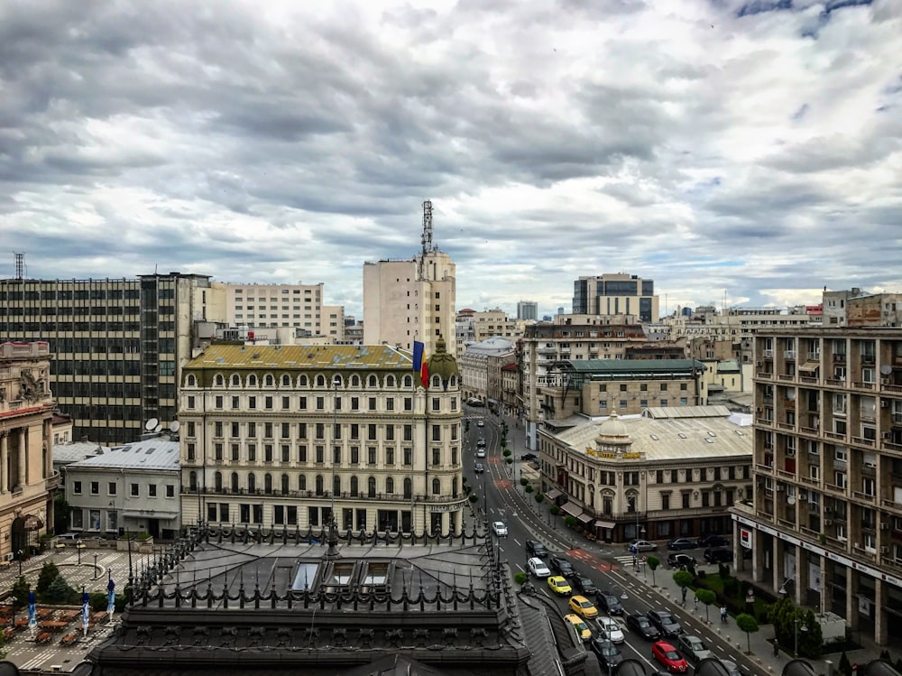 a view of a city from a tall building