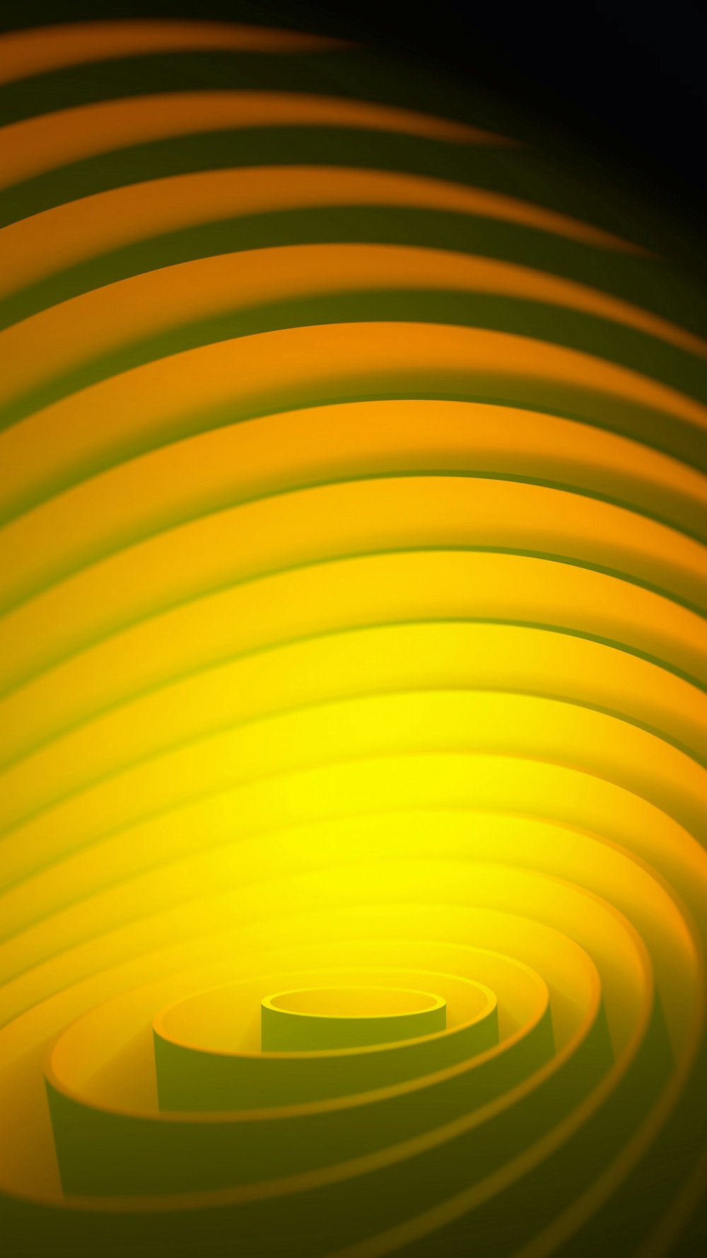 a yellow and black photo of a circular object