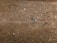 A close-up view of a rough, textured concrete surface with small pebbles and stones embedded in it. The surface has an uneven appearance with various shades of gray and brown. Small bits of blue can be seen among the natural tones.
