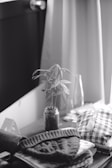 A cozy home setting with online shopping items on a table.