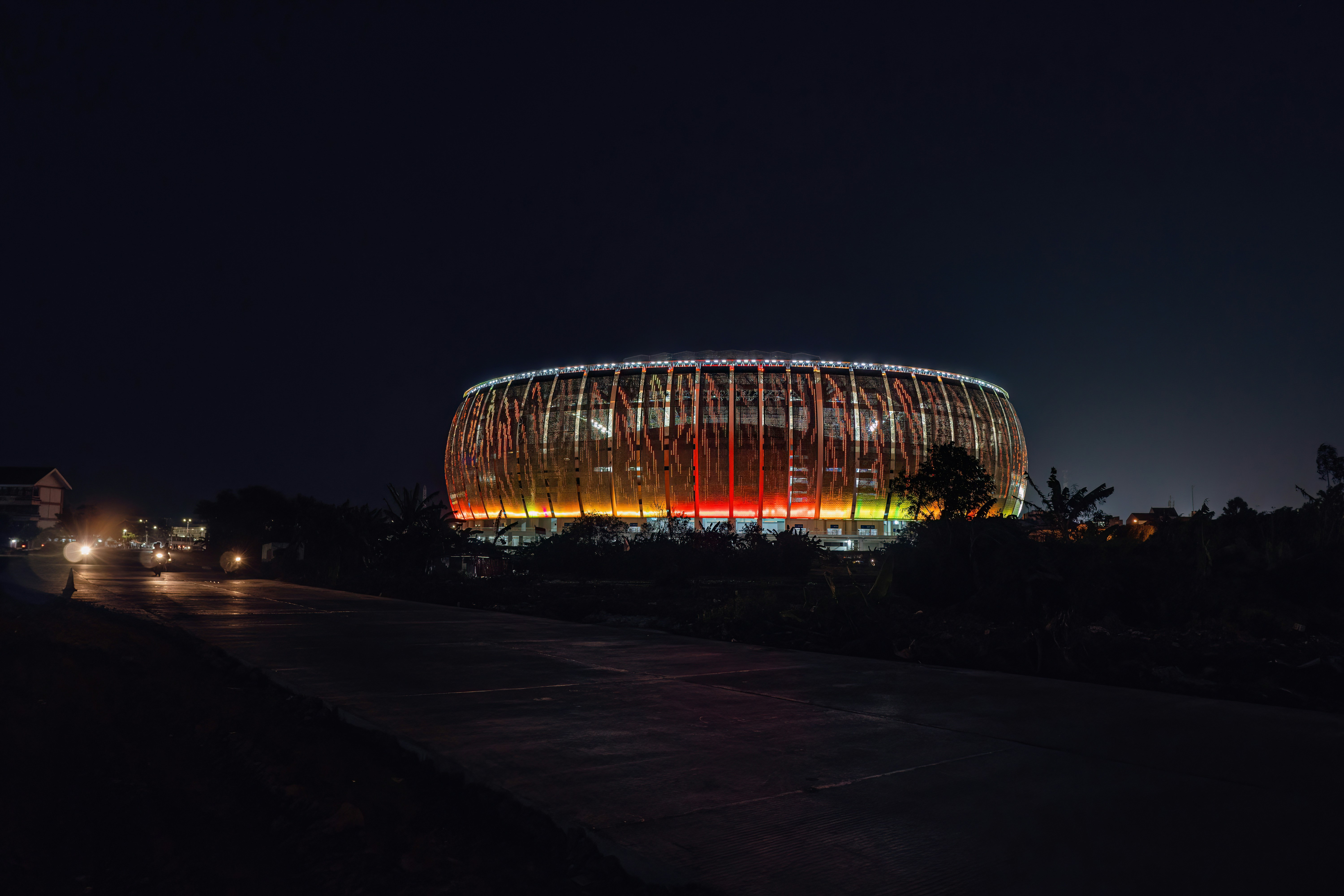 Jakarta International Stadium at night view
