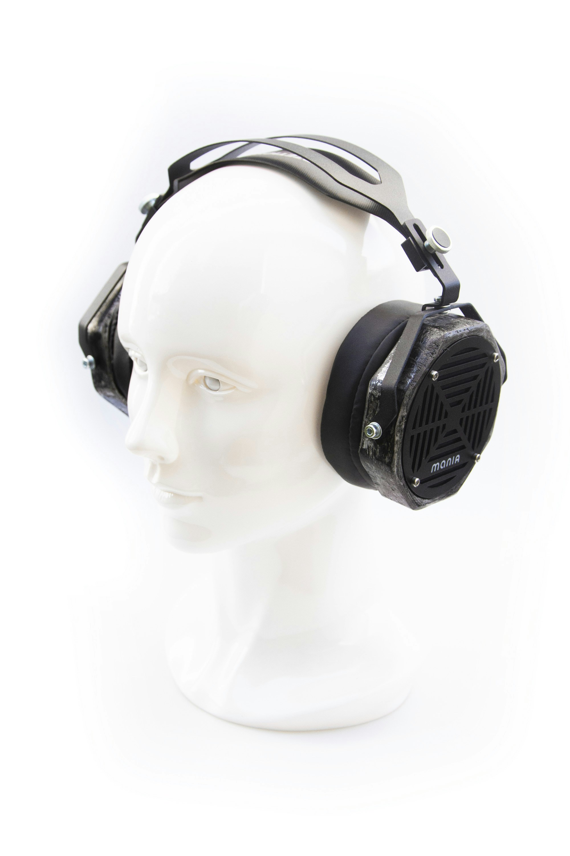 a head with a pair of headphones on top of it