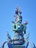 A vibrant statue with a fantasy theme.