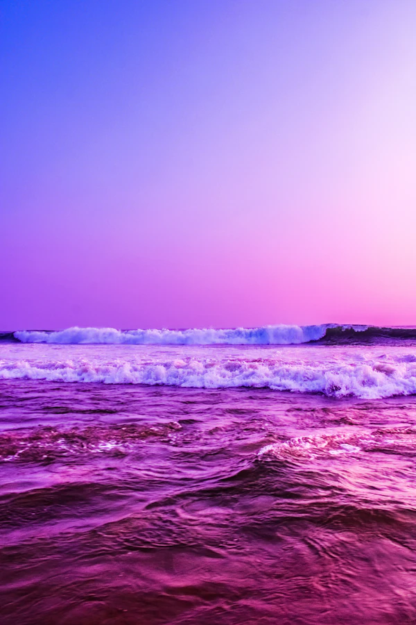 Purple dusk over the sea at Poovar