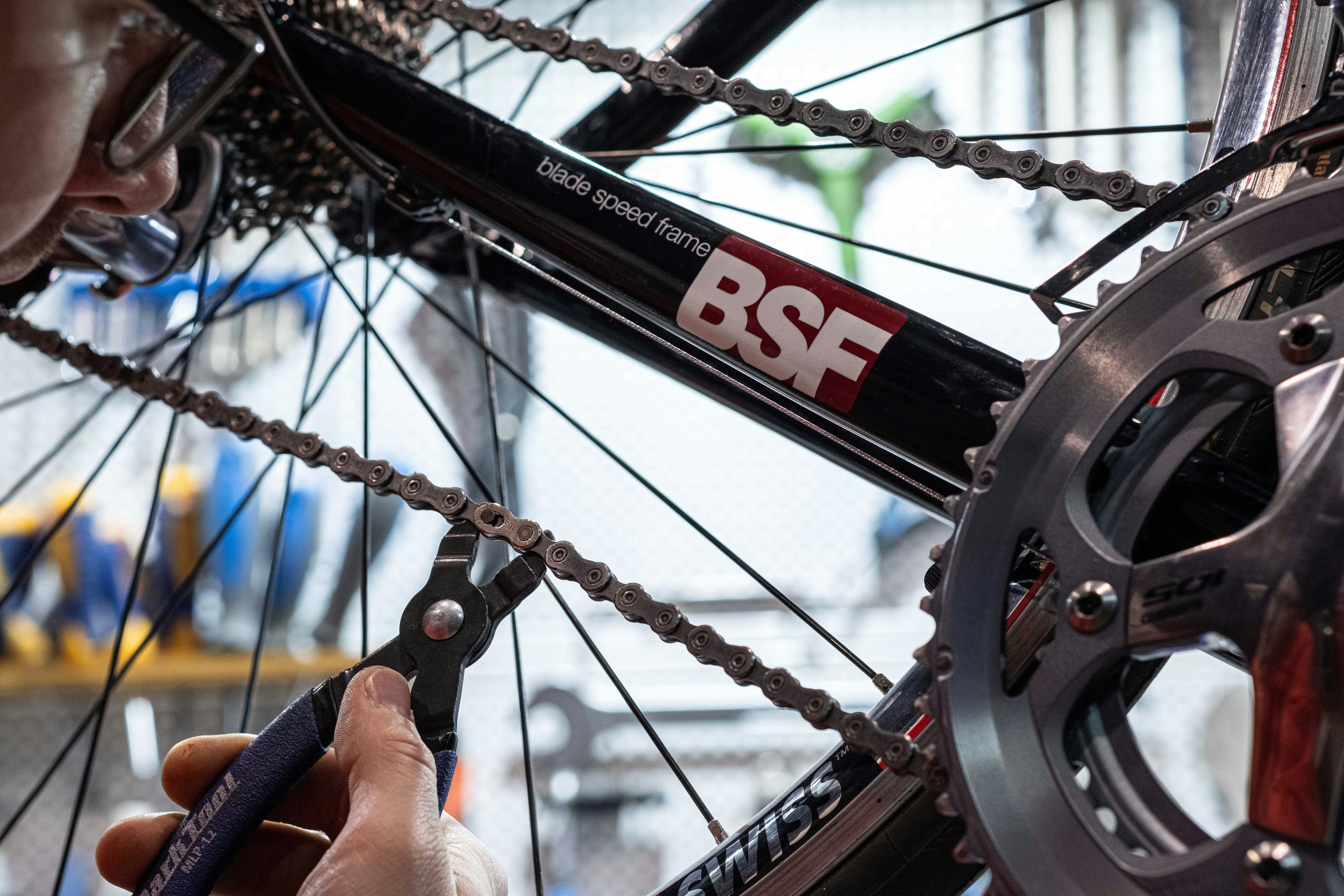 Person working on wheel service