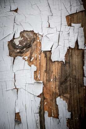 a close up of peeling paint on a wooden surface