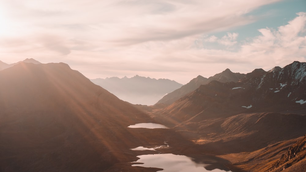 a mountain range with a lake in the middle of it