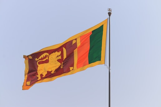 the flag of sri is flying high in the sky