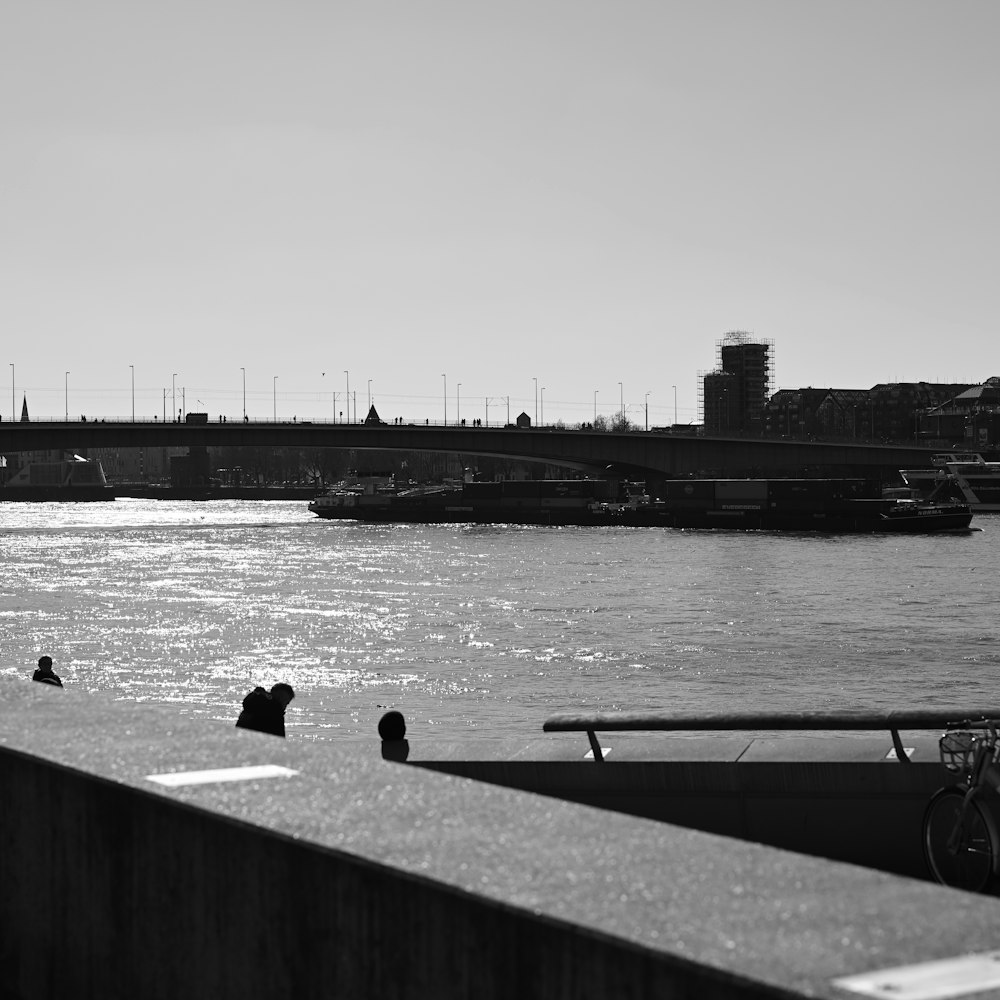 a black and white photo of a body of water