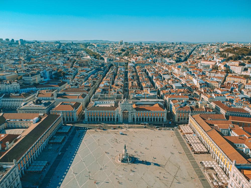 an aerial view of a large city with buildings