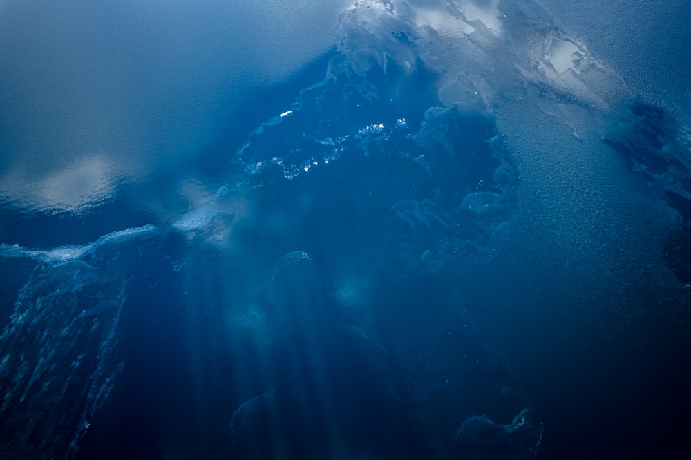 a view of the ocean from an airplane