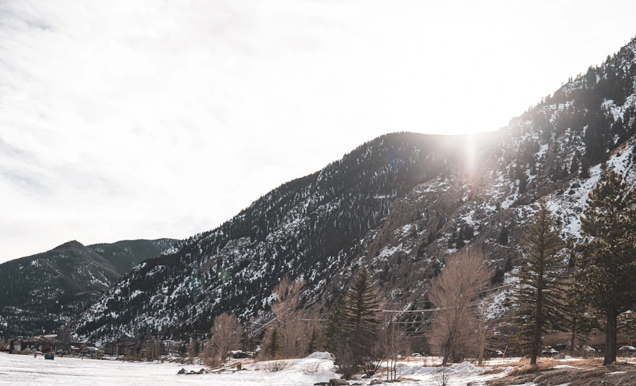 Sunlight over a bright snow-covered mountain
