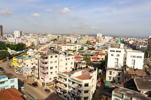 a view of a city with lots of tall buildings