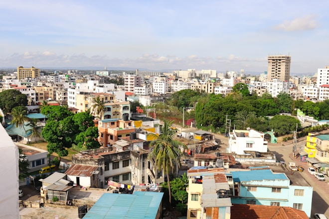 a view of a city from a tall building