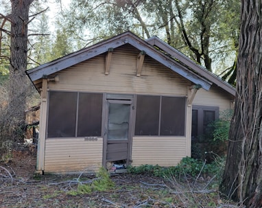 an old run down house in the woods