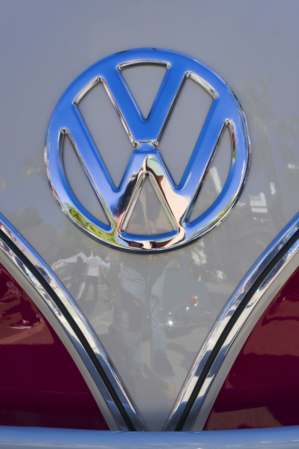 a close up of a volkswagen emblem on a car