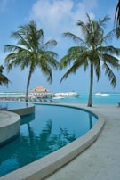 Before and after images of a pool with a new dry beach area added, highlighting the transformation.