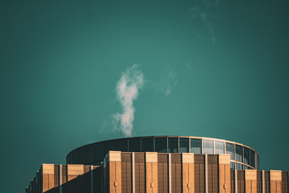 a building with a smoke stack on top of it