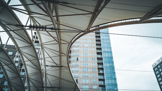A high-quality image of metal structures and canopies.
