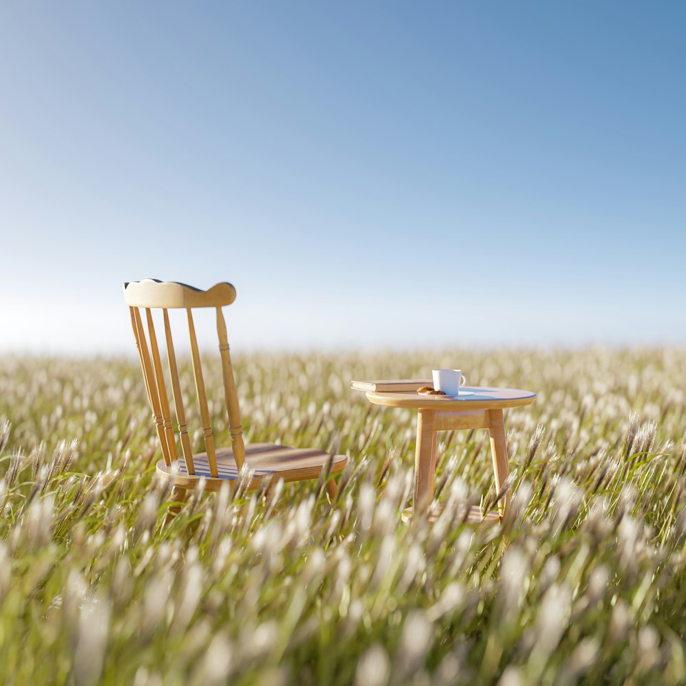 草原のテーブルと椅子