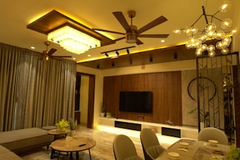 A modern living room illuminated by sleek, energy-efficient LED lighting.