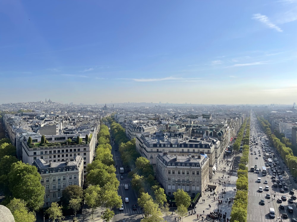 a view of the city of paris from the top of the eiffel tower