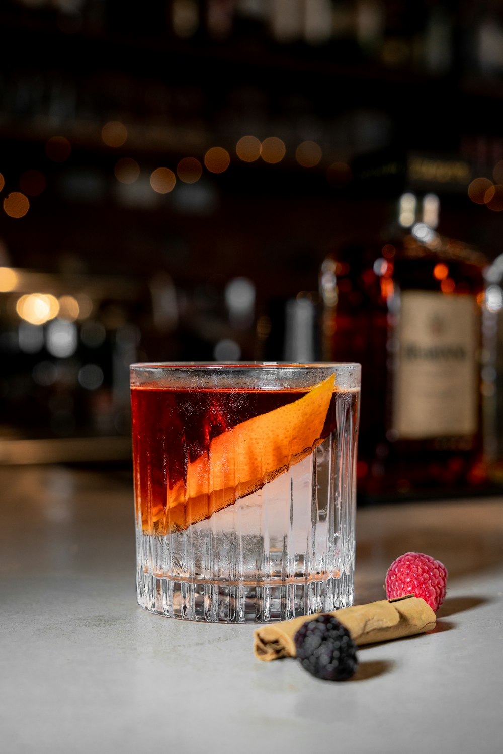 a close up of a drink on a table