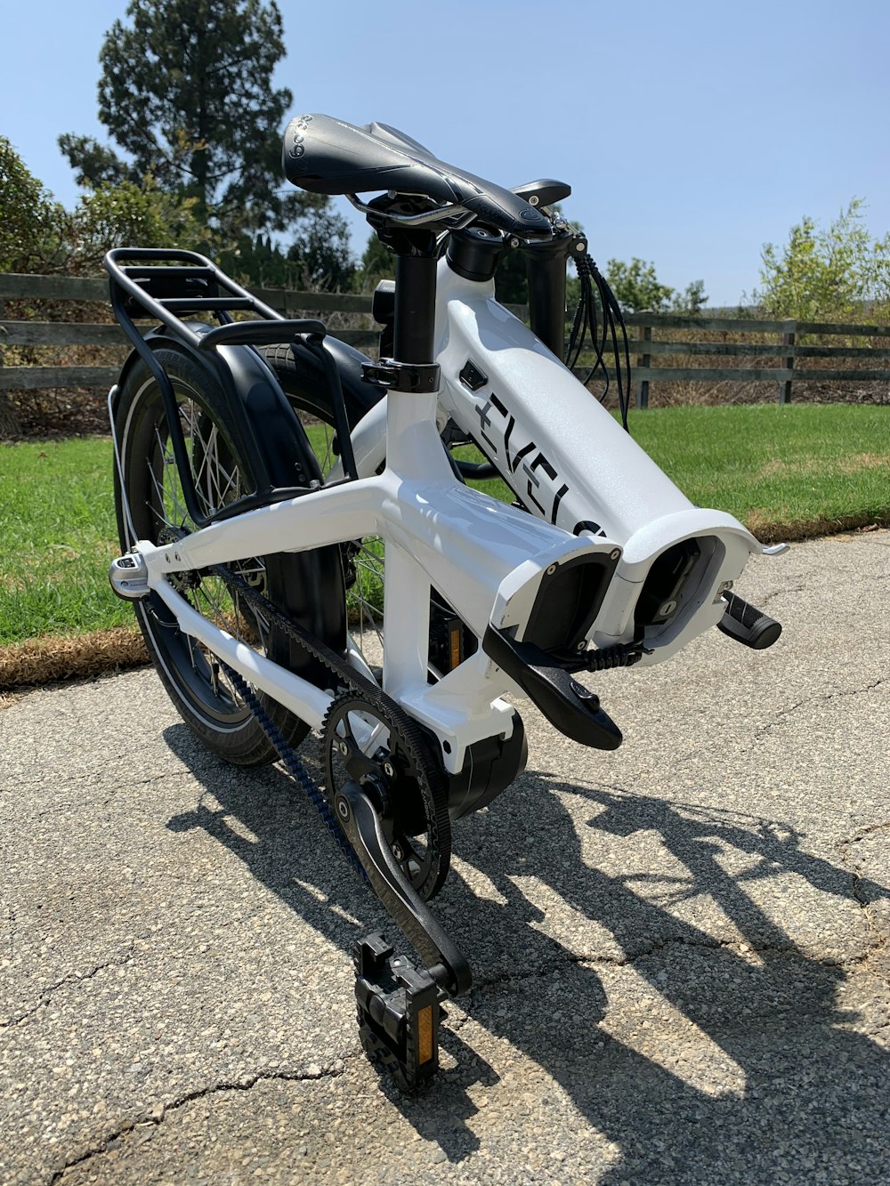 a bike with a bicycle rack attached to it