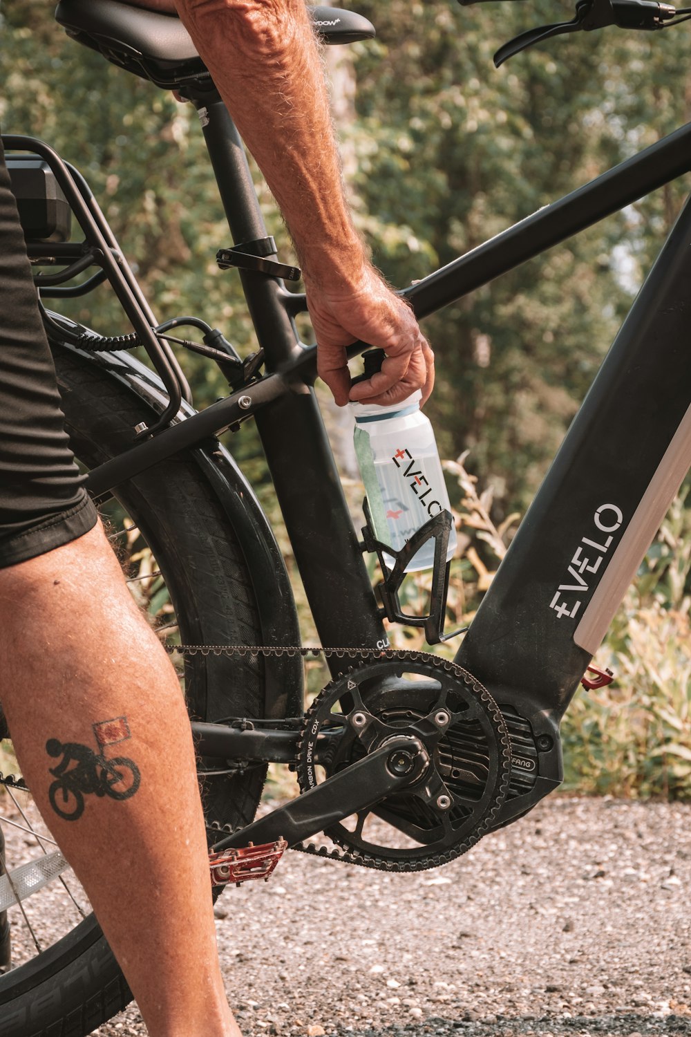 a close up of a person riding a bike