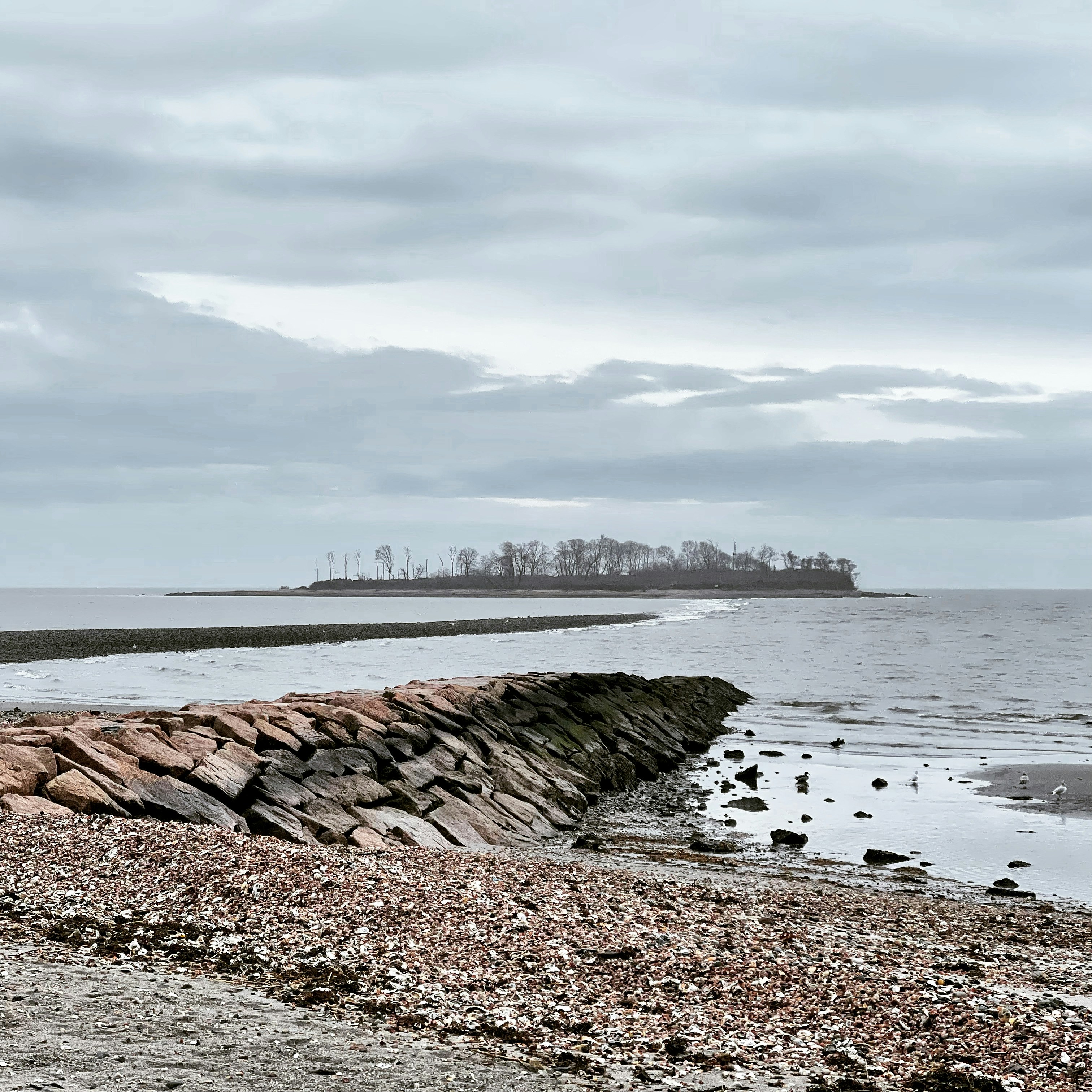 a large body of water sitting next to a sandy beach