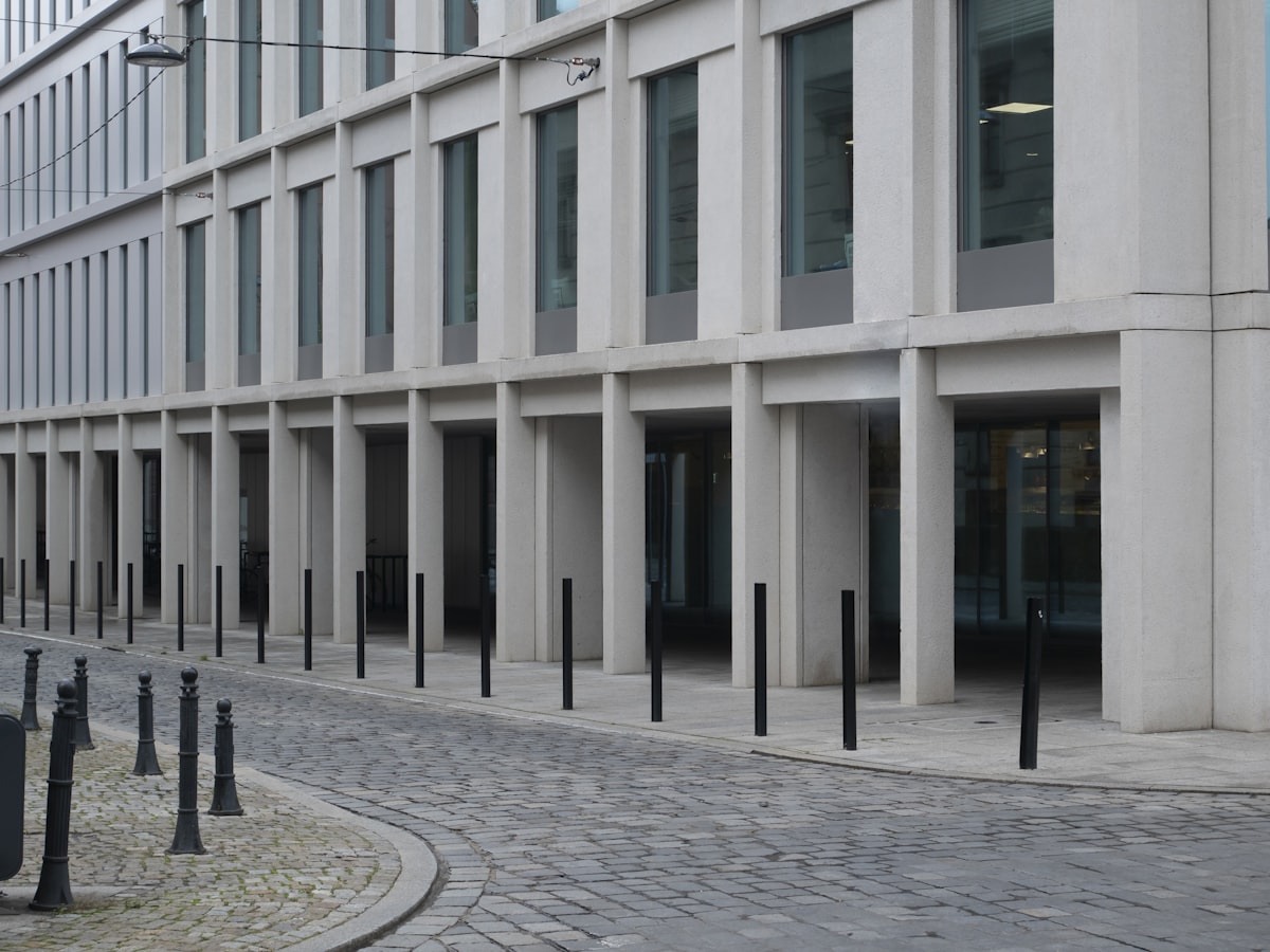 Modern office building facade with rows of windows