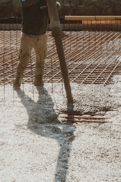 A finished concrete slab on a construction site