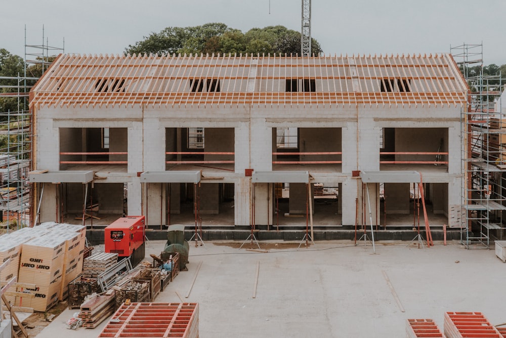 a building under construction with scaffolding around it