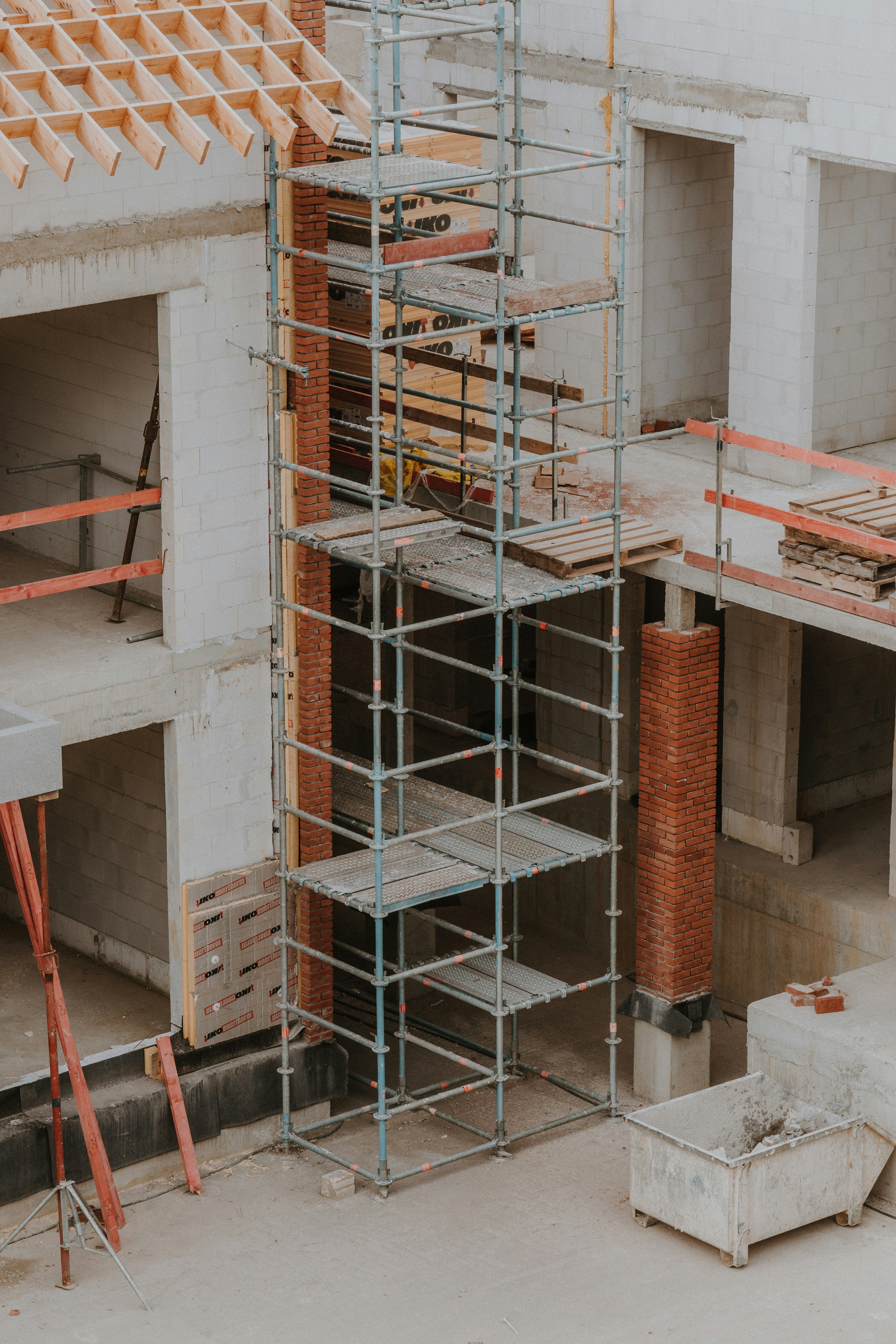 a building under construction with scaffolding around it