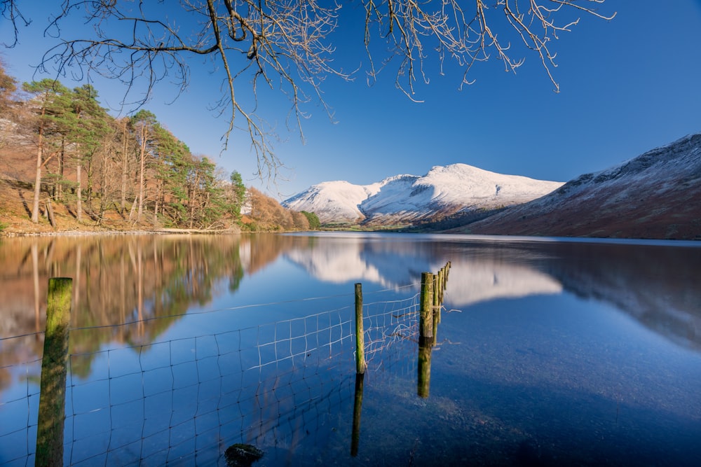 a body of water surrounded by mountains and trees