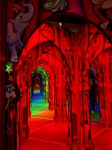 A vibrant school hallway decorated with student artwork and achievements.