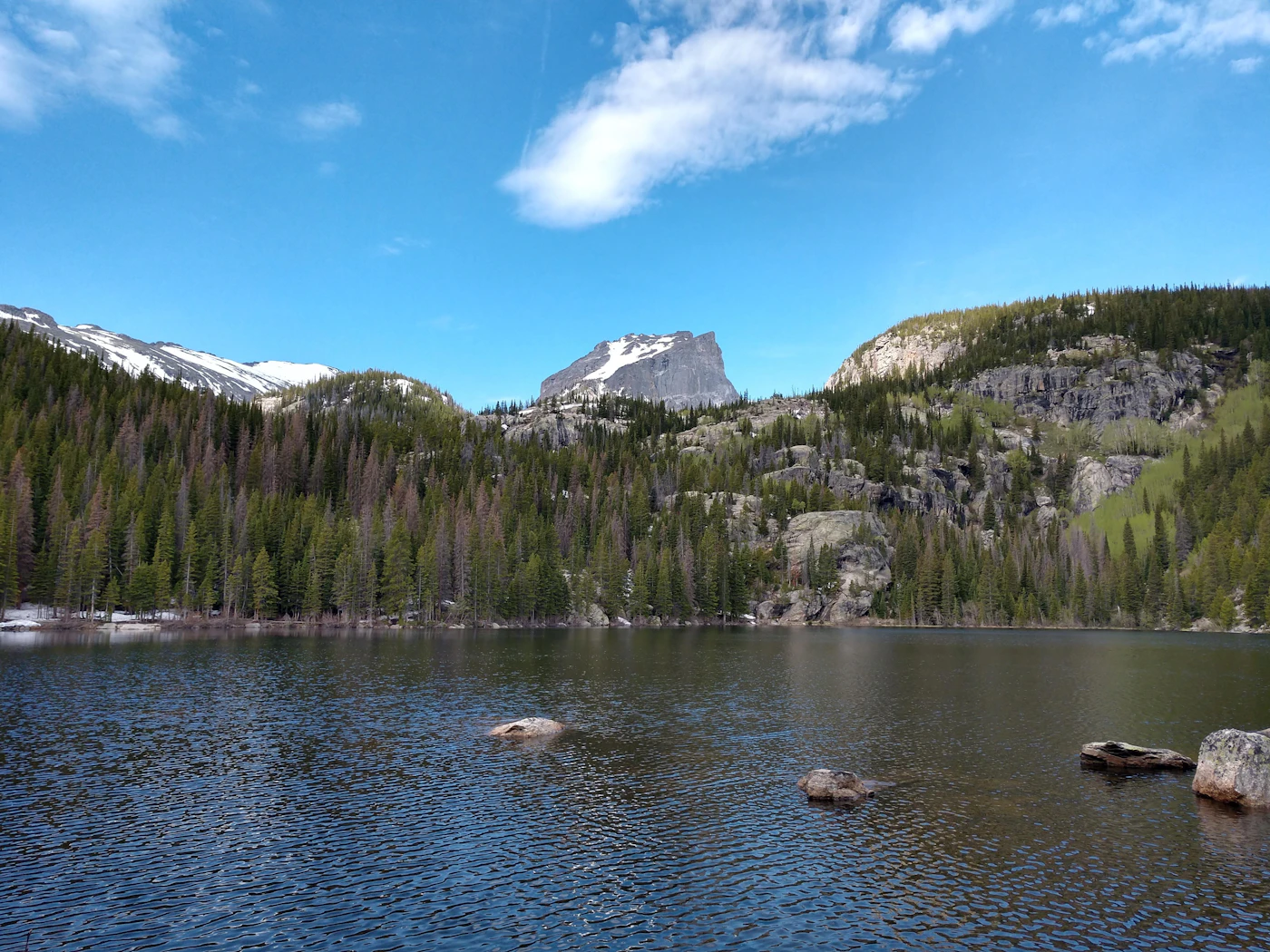 Bear Lake ringed by peaks and pines