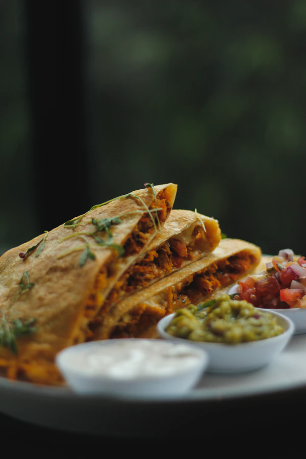 Quesadilla cut in half