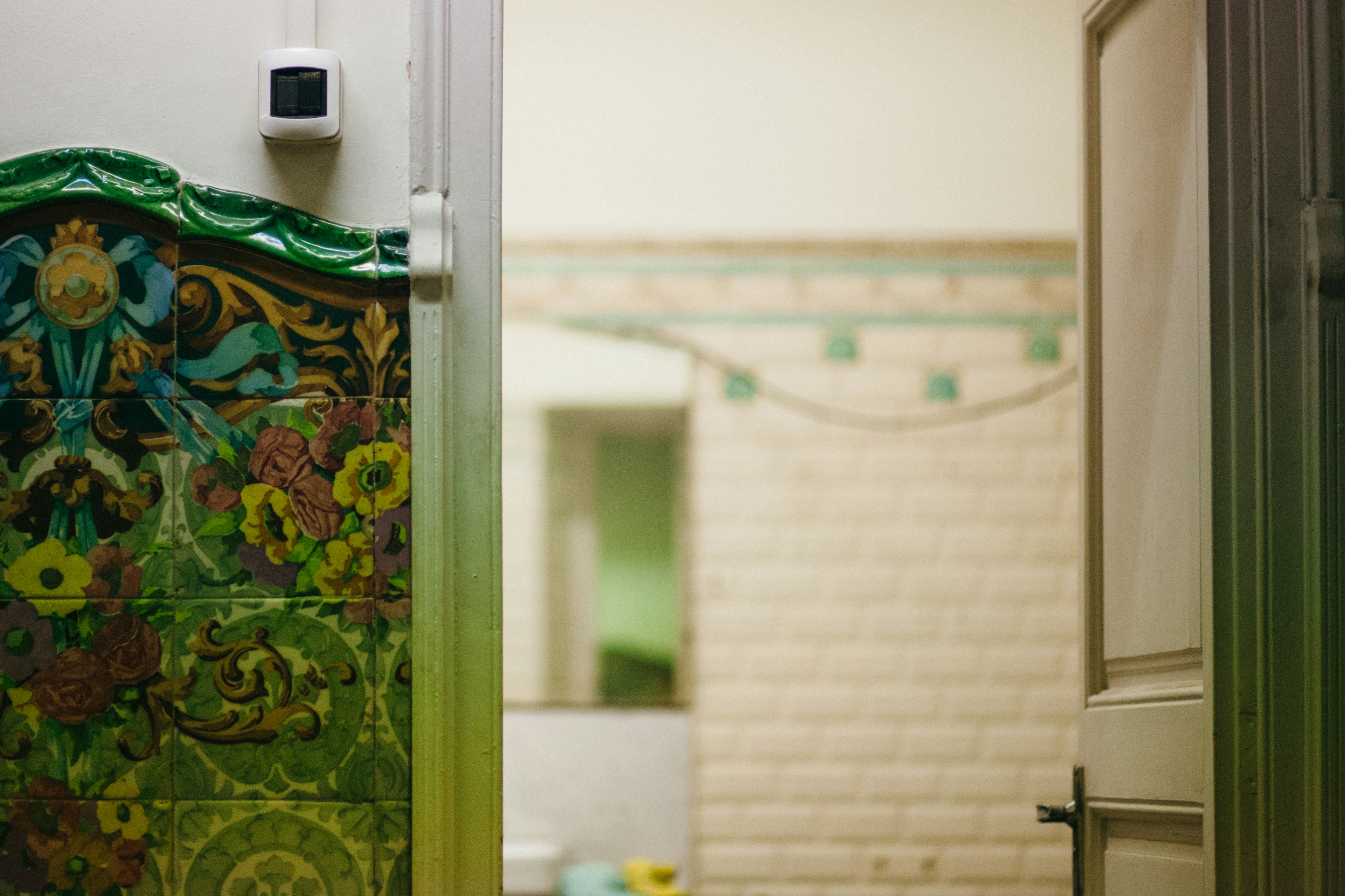 Eco-friendly bathroom with recycled materials and greenery