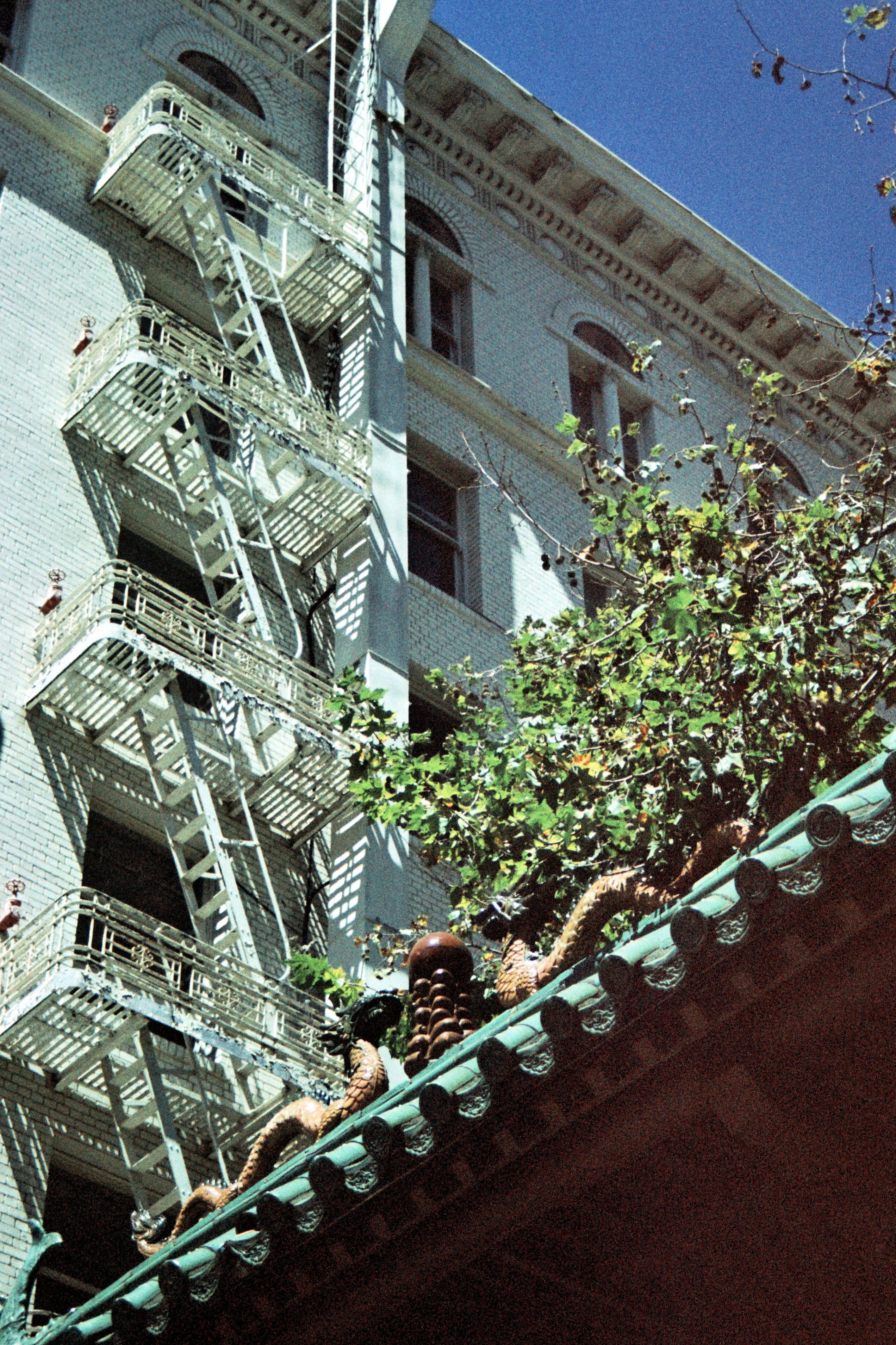 a fire escape on the side of a building